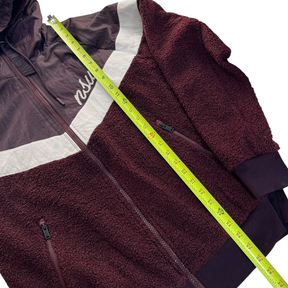 Nike Sportswear NSW Sherpa Windrunner Maroon Fleece Jacket 930316-659 - Picture 13 of 16